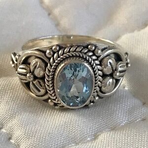 Sterling Silver Blue Topaz Southwestern Style Ring